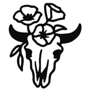 Longhorn Skull & Flowers Vinyl Decal