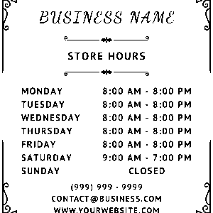 Business Info - Hours 2 Style Vinyl Decal