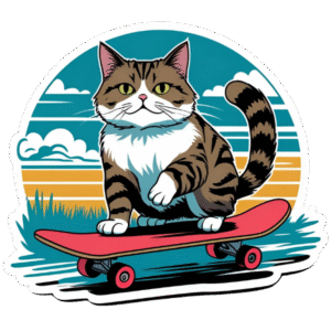 Skateboarding Cat