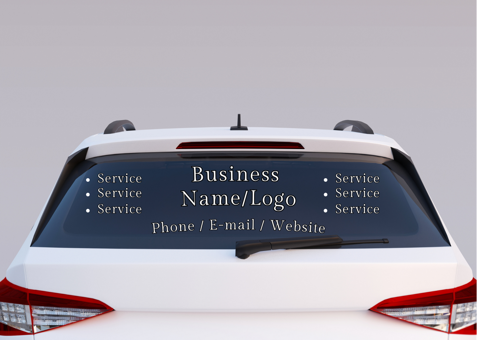 Business Info Back Windshield Display Style Vinyl Decal