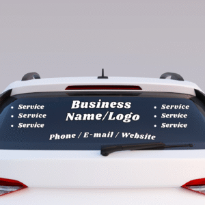 Business Info Back Windshield Rounded Style Vinyl Decal