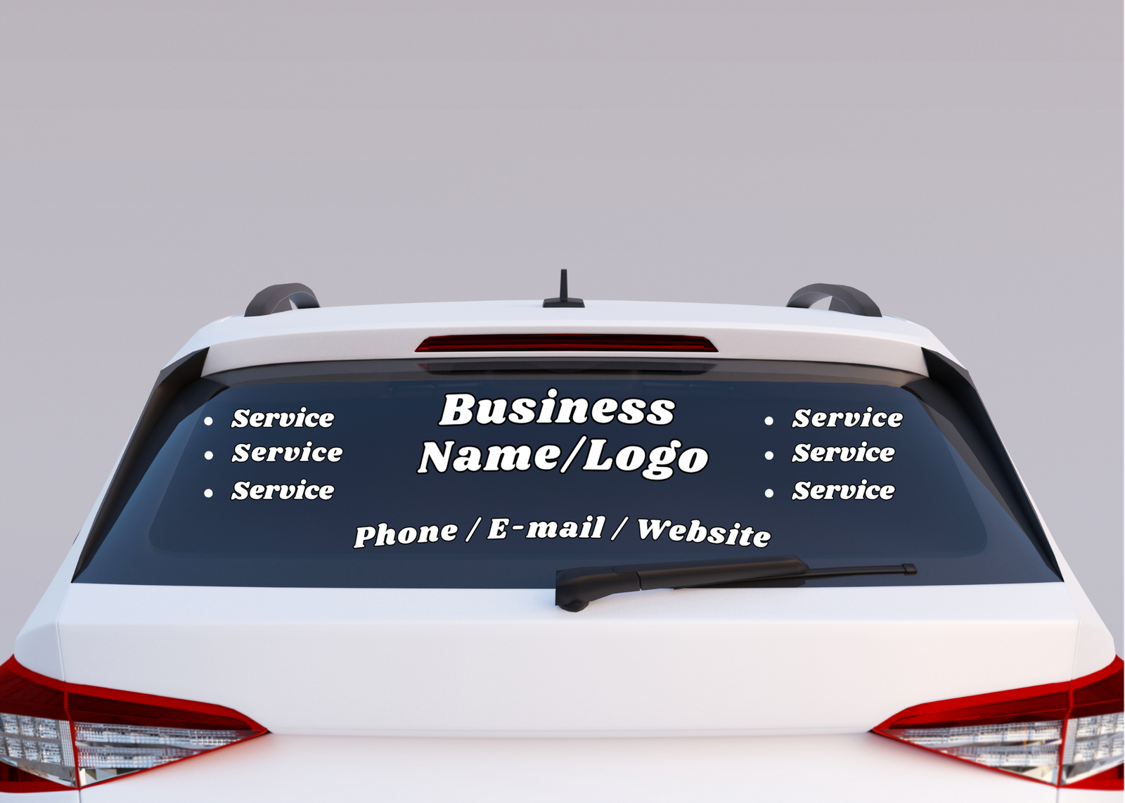 Business Info Back Windshield Rounded Style Vinyl Decal